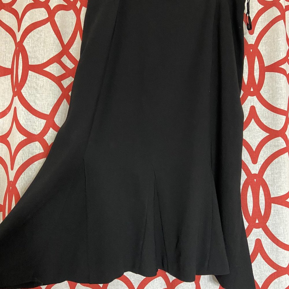 Vintage Black Pencil Skirt with Flounce Ruffle